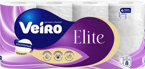 

Бумага туалетная Veiro Elite 4 слоя 8 шт.