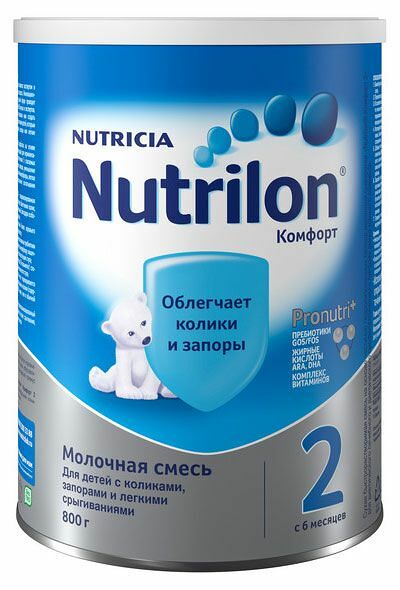 Молочная смесь Nutrilon Комфорт 2 для детей с коликами, запорами и лёгкими срыгиваниями с 6 месяцев 800 г