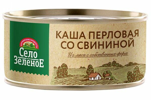 Каша Село Зеленое перловая со свининой 325 г