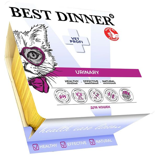 Влажный корм Best Dinner Vet Profi Urinary для всех кошек, нежный паштет с ягнёнком, профилактика и лечение МКБ 100 г