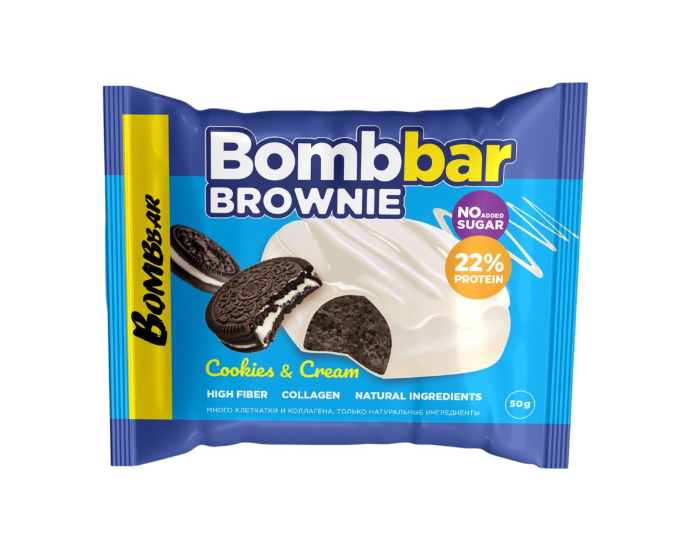 

Печенье протеиновое BombBar Brownie глазированное Брауни печенье-крем 50 г