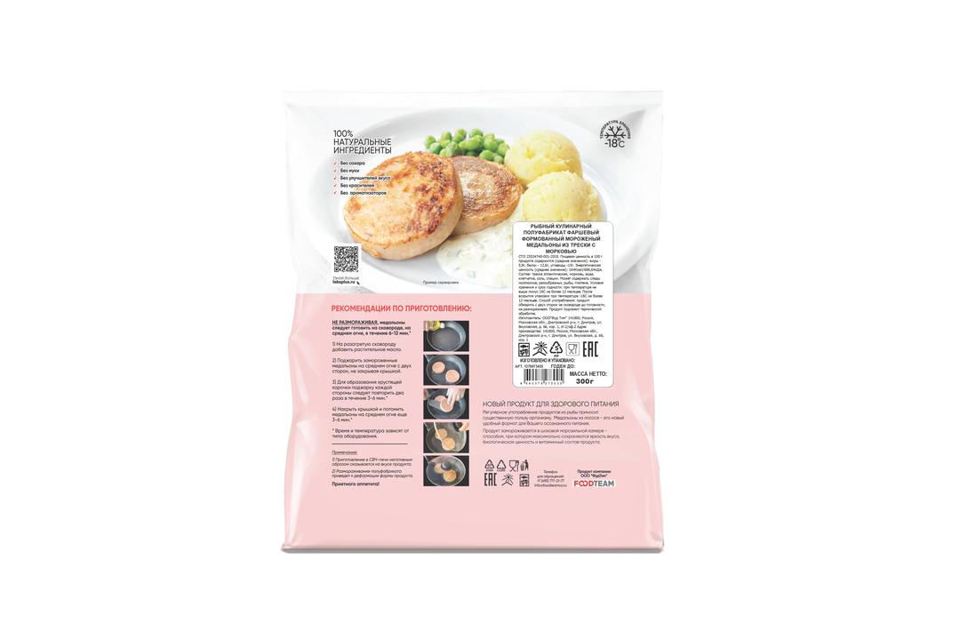 

Медальоны из трески замороженные Laks+ с морковью 300 г