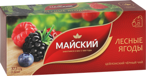 

Чай черный Майский Лесные ягоды 25 пакетиков 37.5 г