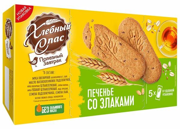 Печенье Хлебный Спас Полезный Завтрак со злаками 160 г