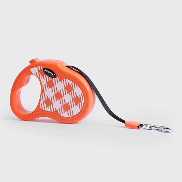 Рулетка для собак, XS, ремень 3 м, 15 кг, оранжевая