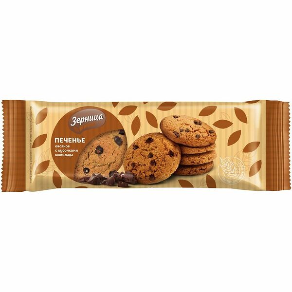 Печенье Зерница Овсяное с кусочками шоколада 350 г