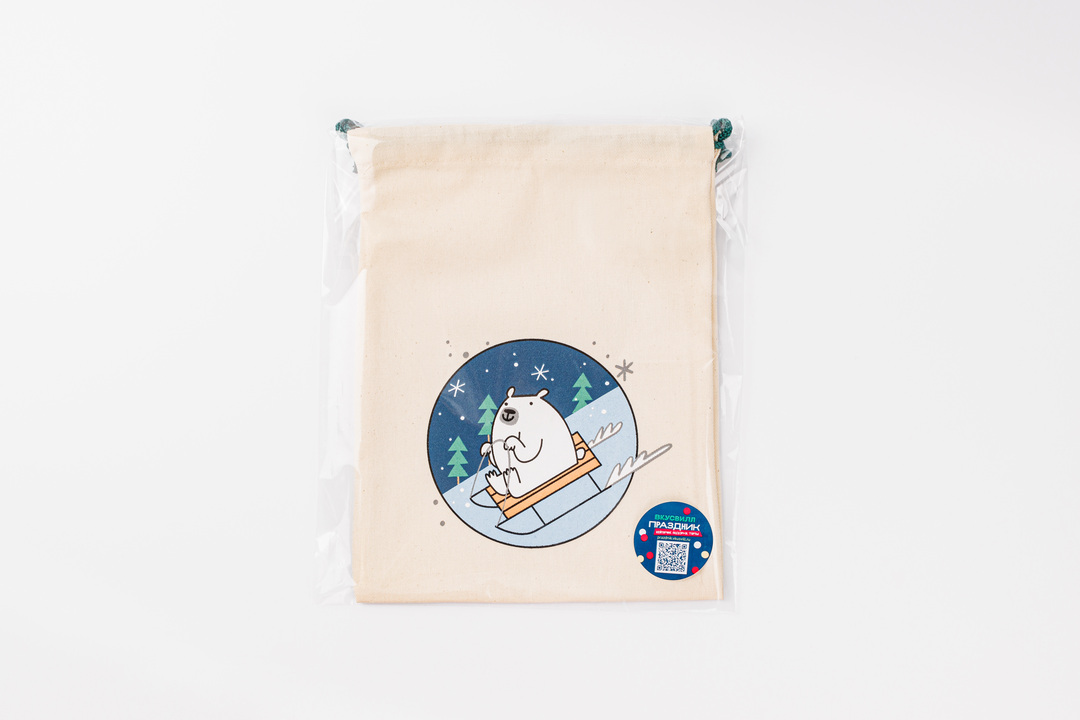 

Мешочек для подарков Мишка на санках