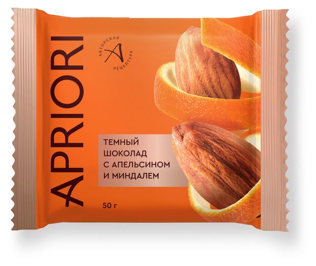 

Шоколад темный Априори с апельсином и миндалем 50 г