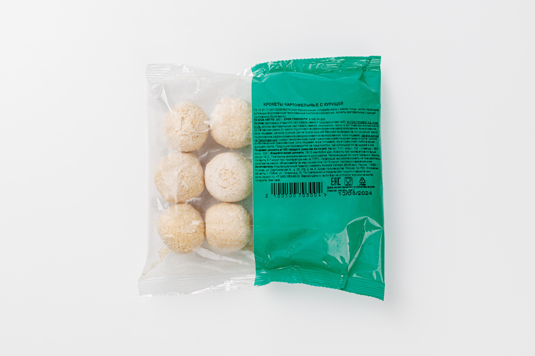 

Крокеты картофельные с цыпленком-бройлером заморозка 350 г