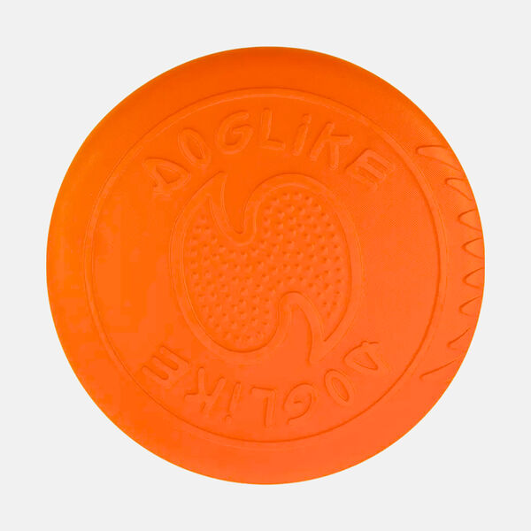 Игрушка для собак Тарелка летающая диаметр 22 см средняя оранжевая, толщина 2.3 см, для собак средних пород (снаряд, пуллер)