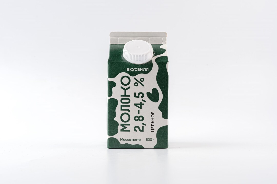 

Молоко цельное ВкусВилл 2.8−4.5% 500 г
