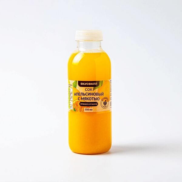 Сок апельсиновый ВкусВилл прямого отжима, 330 мл