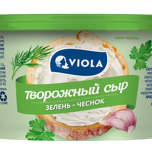 Сыр творожный Viola с зеленью и чесноком 66% 140 г
