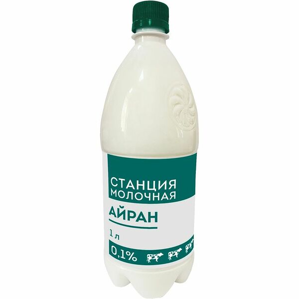 Напиток Станция молочная Айран кисломолочный газированный обезжиренный 0,1% 1 л
