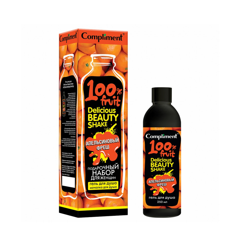 

Подарочный набор Compliment Апельсиновый Фреш: гель для душа 250 мл, мочалка