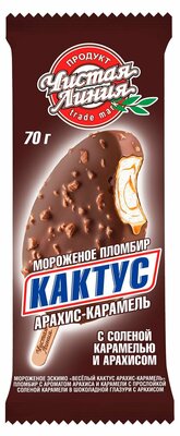 Мороженое Эскимо Чистая Линия Кактус Соленая карамель и арахис 12% 70 г