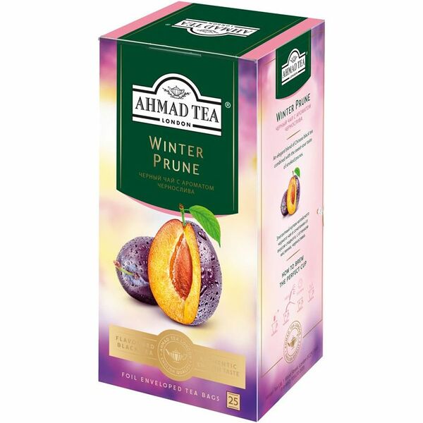 Чай чёрный Ahmad Tea Зимний чернослив, 25 пакетиков х 1.5 г