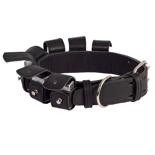 Ошейник для собак крупных пород с грузами съемными 7 шт. кожаный двойной 45-65x4,5 см