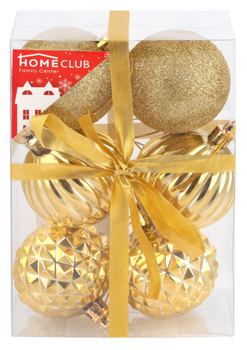 

Набор новогодних шаров Homeclub фактурные 6 см золото
