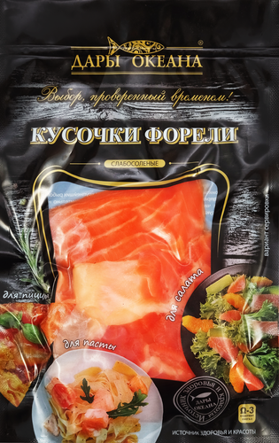 

Форель слабосоленая кусочки Дары Океана 150 г