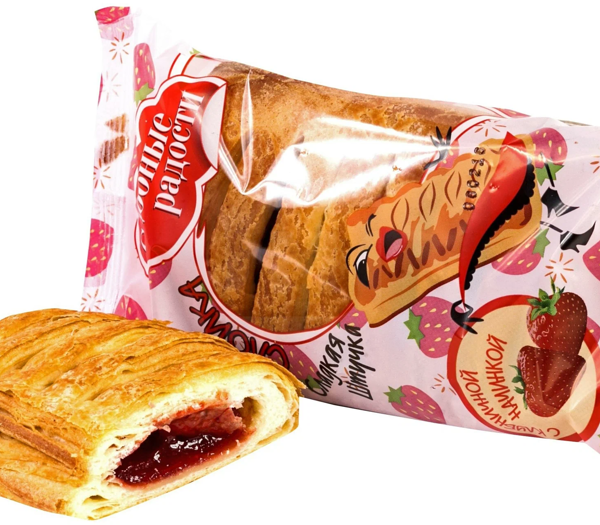 Слойка Сдобные радости с клубничной начинкой 90 г