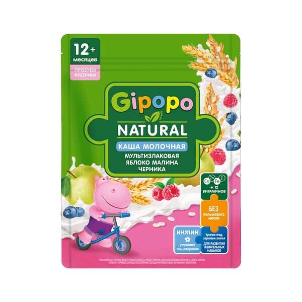 Каша молочная Gipopo Мультизл слива ябл малина черника 200г ДП