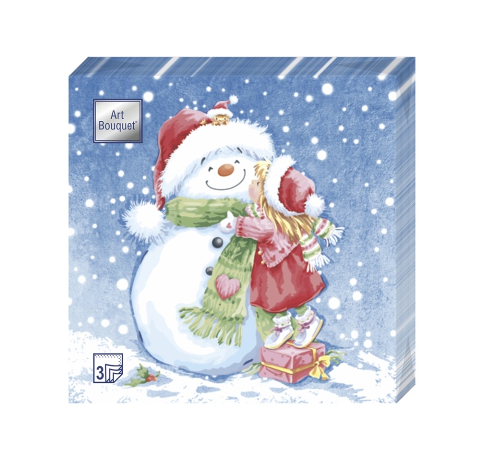

Салфетки бумажные Bouquet Девочка и снеговик 33х33 см 3 слоя 20 шт.