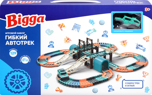 

Игрушка BIGGA Гибкий автотрек, 129 деталей