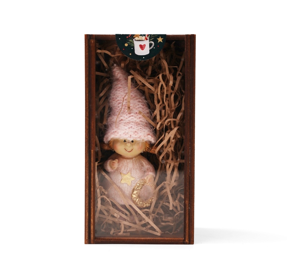 

Интерьерная кукла Мальчик/Девочка в розовом колпаке Carolon 7х5х18 см в ассортименте