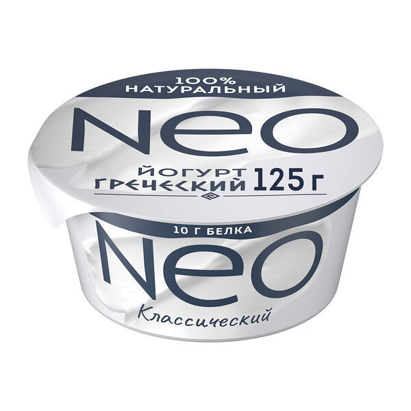 Греческий йогурт Neo Классический, 100% натуральный, с высоким содержанием белка, 2%, 125 г