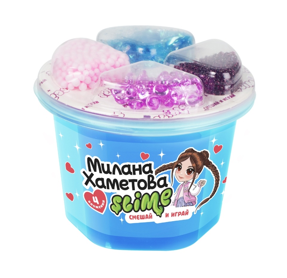 

Игрушка модели Slime Милана Хаметова Смешай и играй 4 ячейки, голубой, От 3 лет, Россия