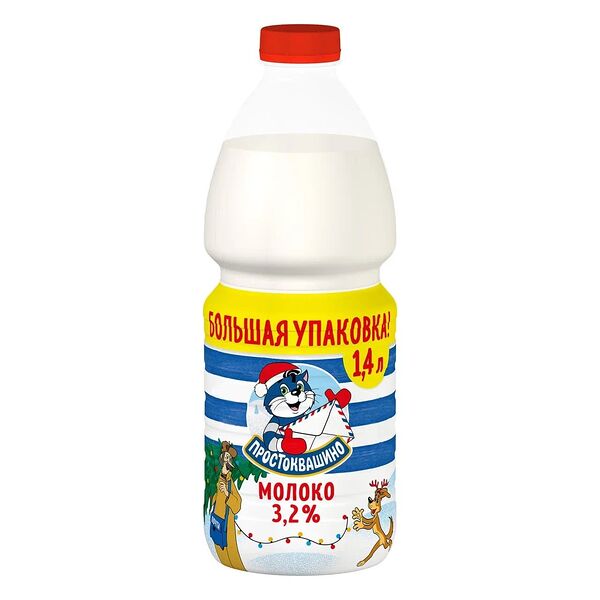Молоко Простоквашино пастеризованное 3.2% 1400 мл