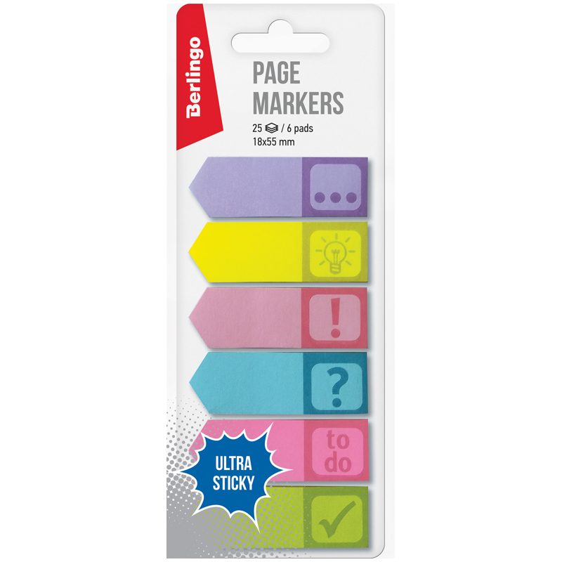 

Закладки-флажки Berlingo 25 л x 6 шт. 18x55 мм