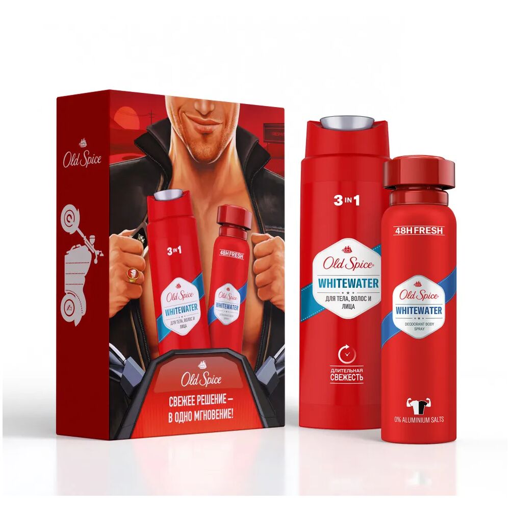 

Подарочный набор Old Spice Whitewater: гель для душа 3 в 1 250 мл, дезодорант-спрей 150 мл дизайн упаковки в ассортименте