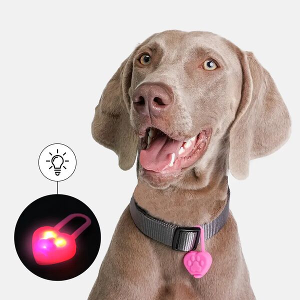 Маячок-сердечко светящийся на ошейник, 3х3х0,9 см