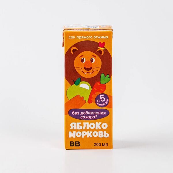 Сок ВкусВилл детский яблоко-морковь прямого отжима 200 мл