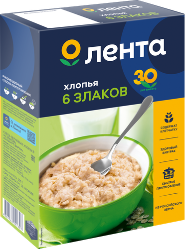 

Хлопья мультизлаковые ЛЕНТА 6 злаков 500 г