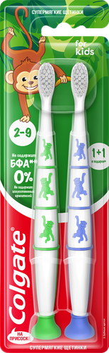 

Зубная щетка Colgate For Kids 2-9 лет ультрамягкая, 1+1 шт.