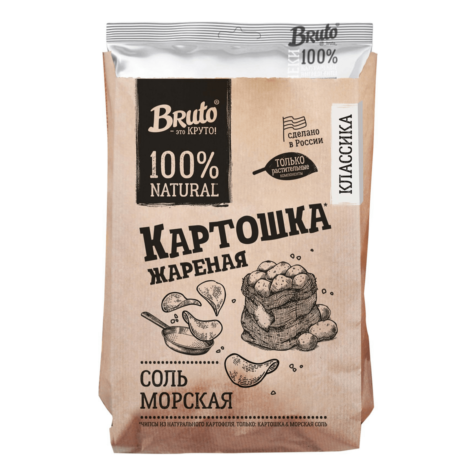 

Чипсы картофельные Bruto snacks морская соль 60 г