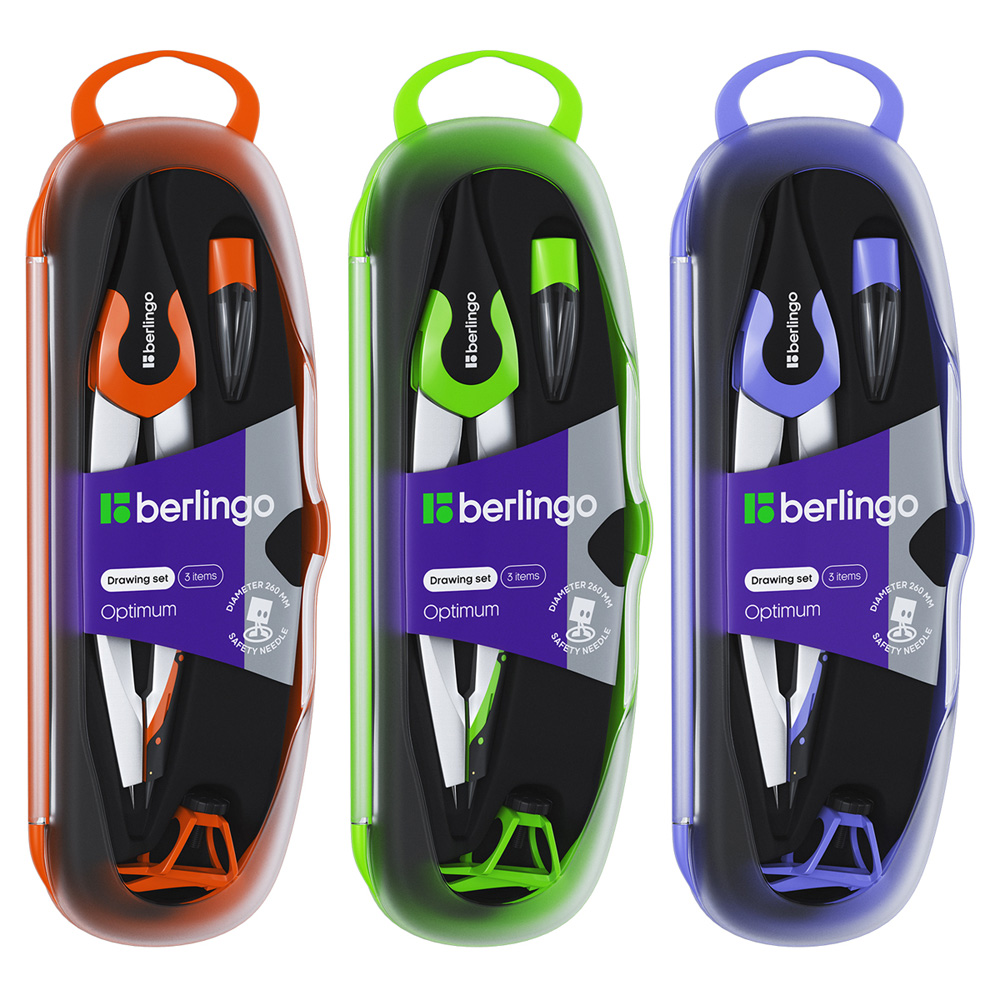

Готовальня Berlingo Optimum циркуль 135 мм, 3 предмета, цвет в ассортименте