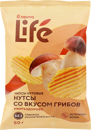 Чипсы Лента Life Нутсы нутовые грибы 50 г
