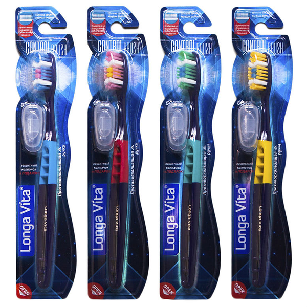 Зубная щетка Longa Vita Control средняя дизайн в ассортименте