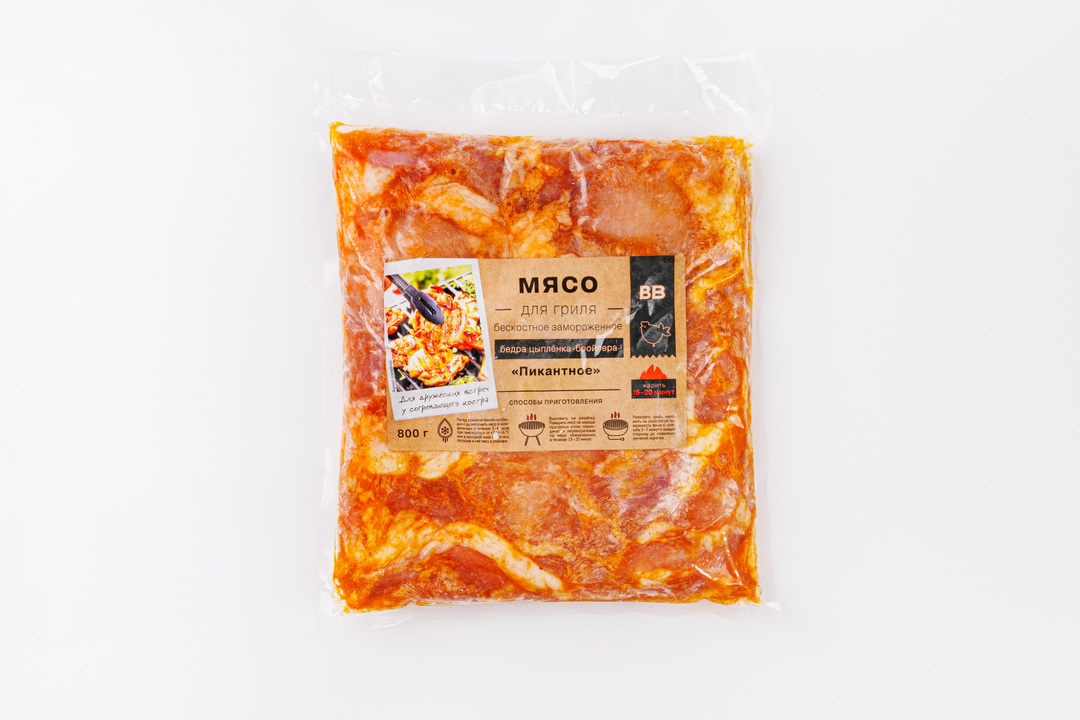 

Бескостное мясо бедра цыпленка-бройлера для гриля Пикантное замороженное 800 г