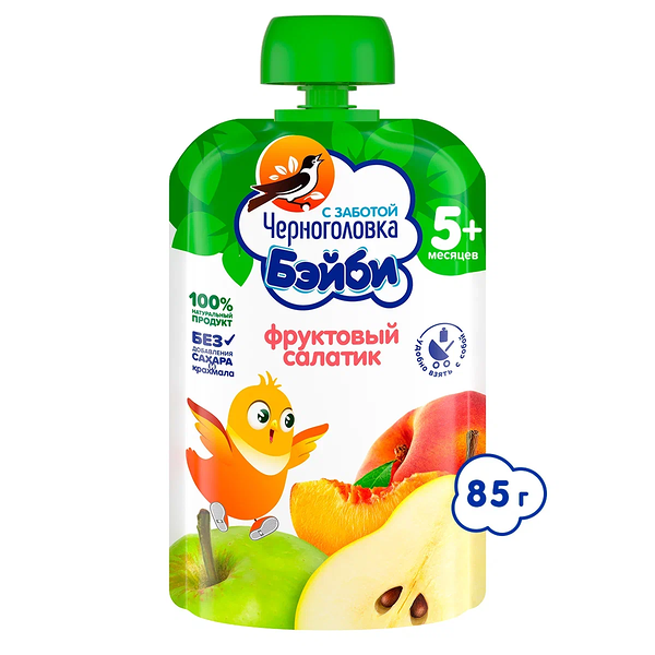 Пюре фруктовое Черноголовка Бэйби Фруктовый салатик с 5 месяцев, 85 г