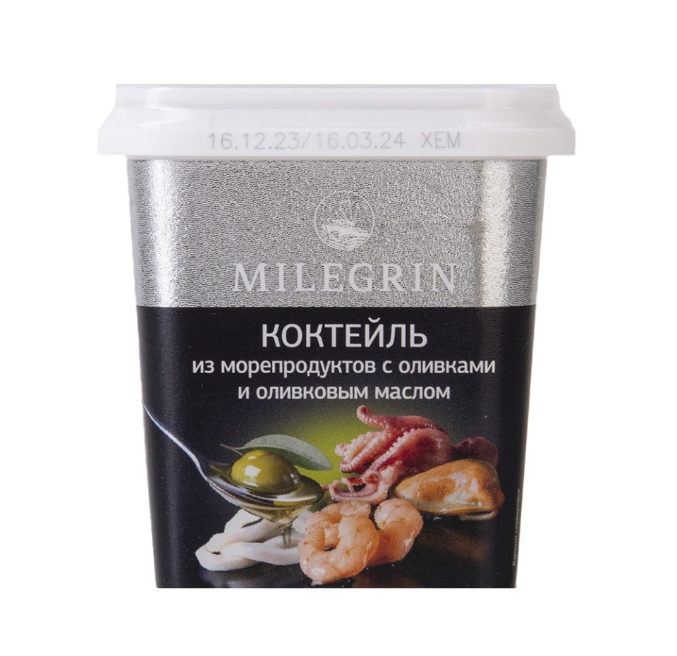 

Коктейль Milegrin из морепродуктов с оливками в оливковом масле 270 г