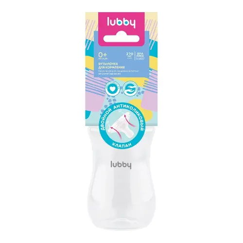 

Бутылочка Lubby широкое горло с силиконовой молочной соской от 0 месяцев 270 мл