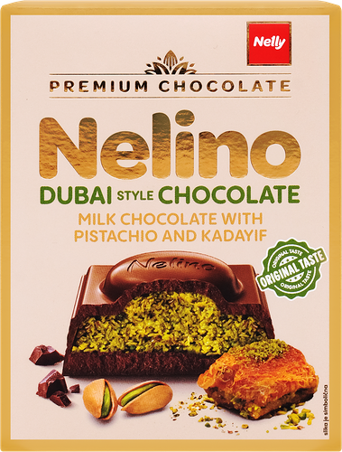 Шоколад молочный Nelino Dubai Chocolate с фисташковой начинкой и кадаифом 62 г