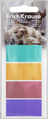 

Закладка ErichKrause клейкие пластиковые Big City Cats, 45х20 мм, 80 листов, 4 цвета