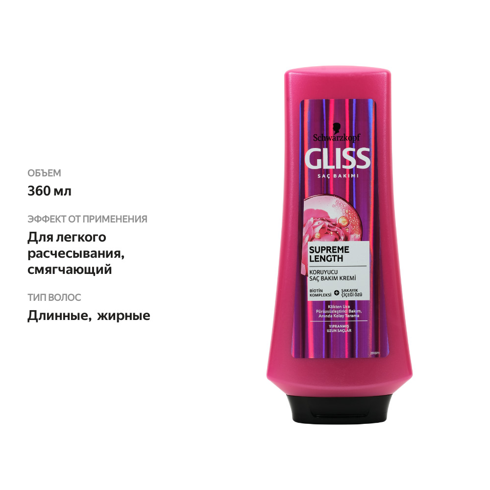 

Кондиционер для длинных волос GLISS Supreme length, 360мл