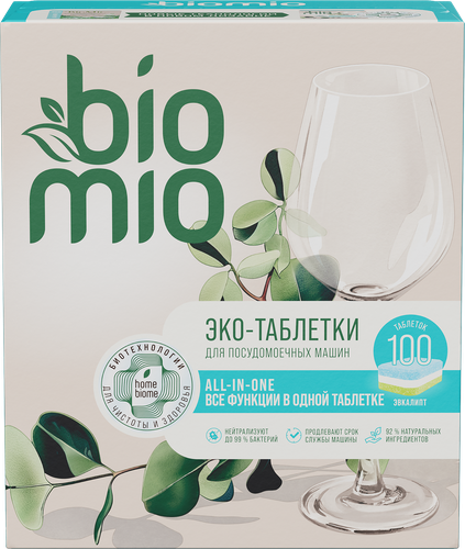 

Таблетки для посудомоечной машины BioMio с маслом эвкалипта, 100 шт. х 20 г